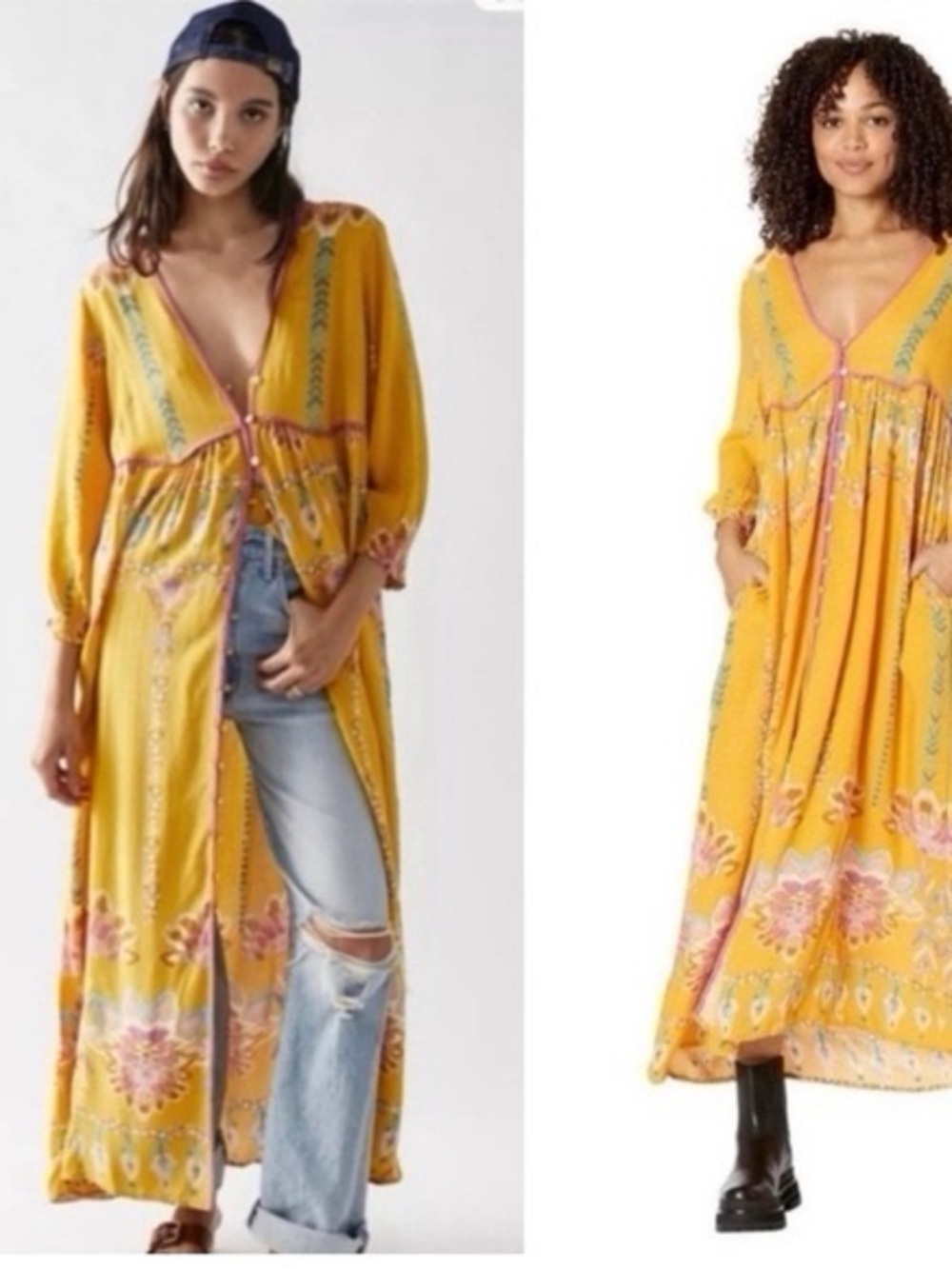 XS Free People Foley Maxi Dress -oversized, floral printed boho design